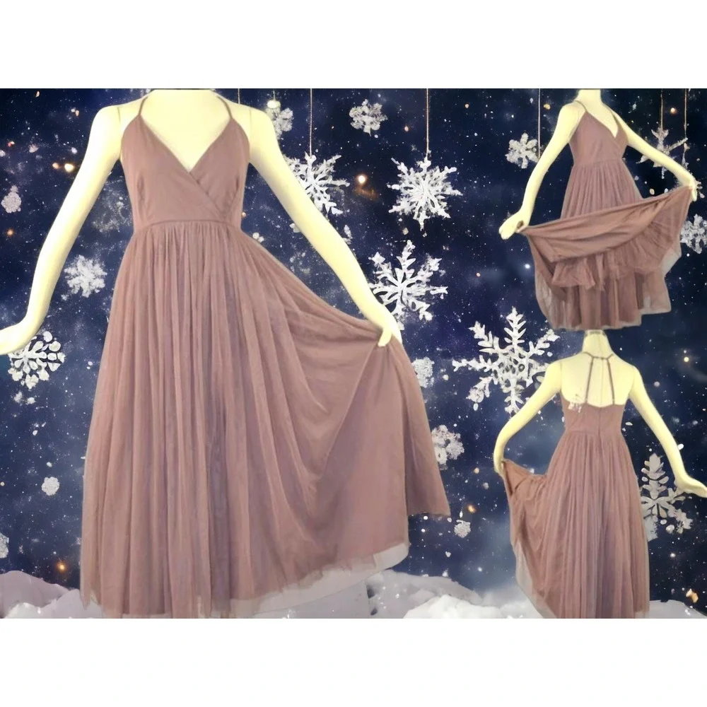 ASOS Sz 8 Mocha Tulle Ballerina‎ Dress Fairy Romantic Goddess Vintage Style - Picture 10 of 11